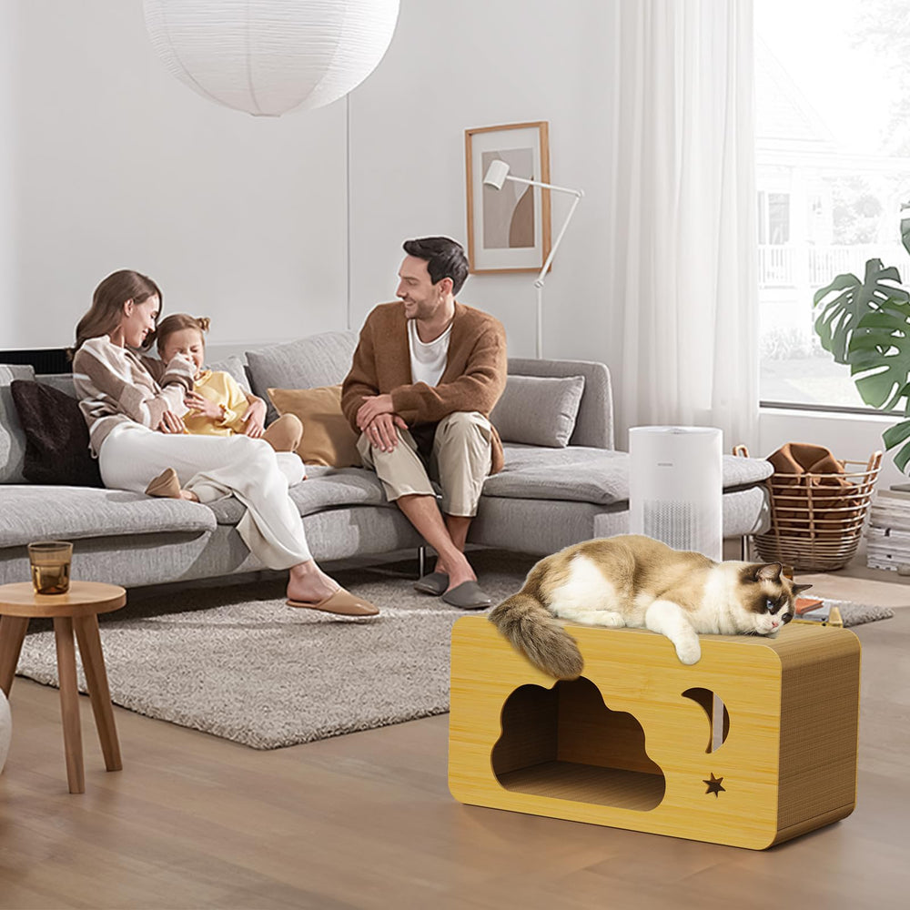 ankuliy cat scratcher double-layer design shows spacious space for lounging and scratching.
