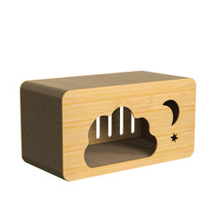 ankuliy cat scratcher house front view highlights durable cardboard for scratching.