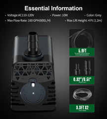 Ankway fountain pump nozzle set provides 0.32- and 0.51-inch options for flexible flow.