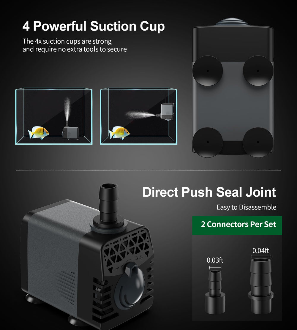 Ankway fountain pump quiet-operation demonstrates ultra-quiet performance for peaceful water features.