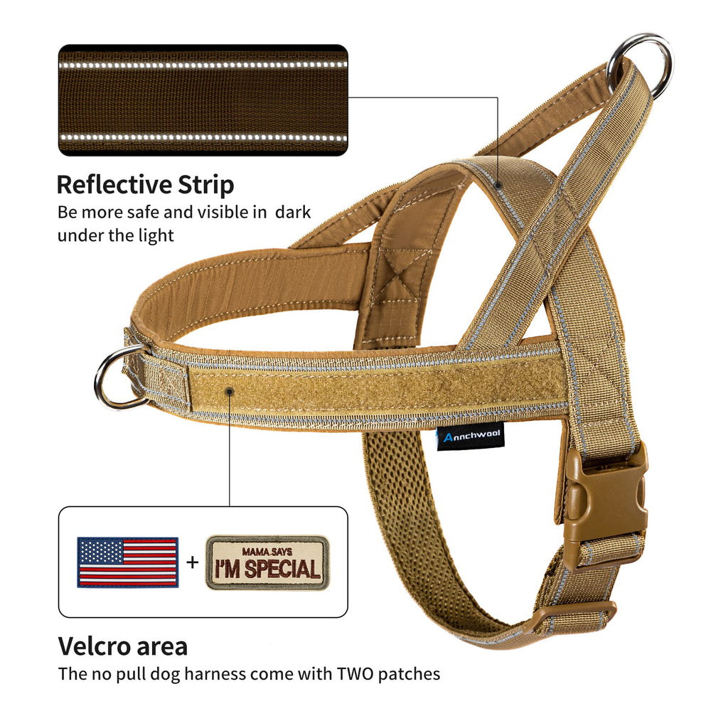Annchwool harness with reflective strip increases visibility for safer night strolls.
