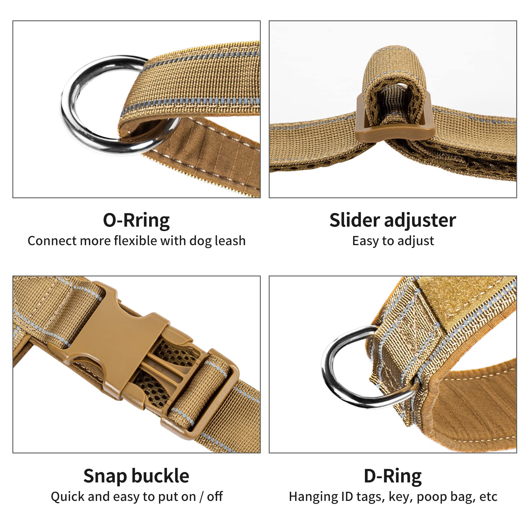 Annchwool harness features two rings design for leash and tag versatility during walks.