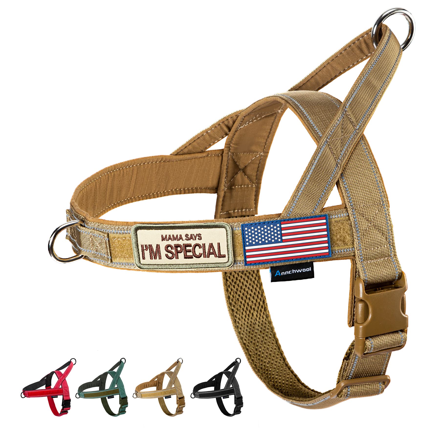 Annchwool no-pull harness with soft padded handle enables comfortable leash control during walks.