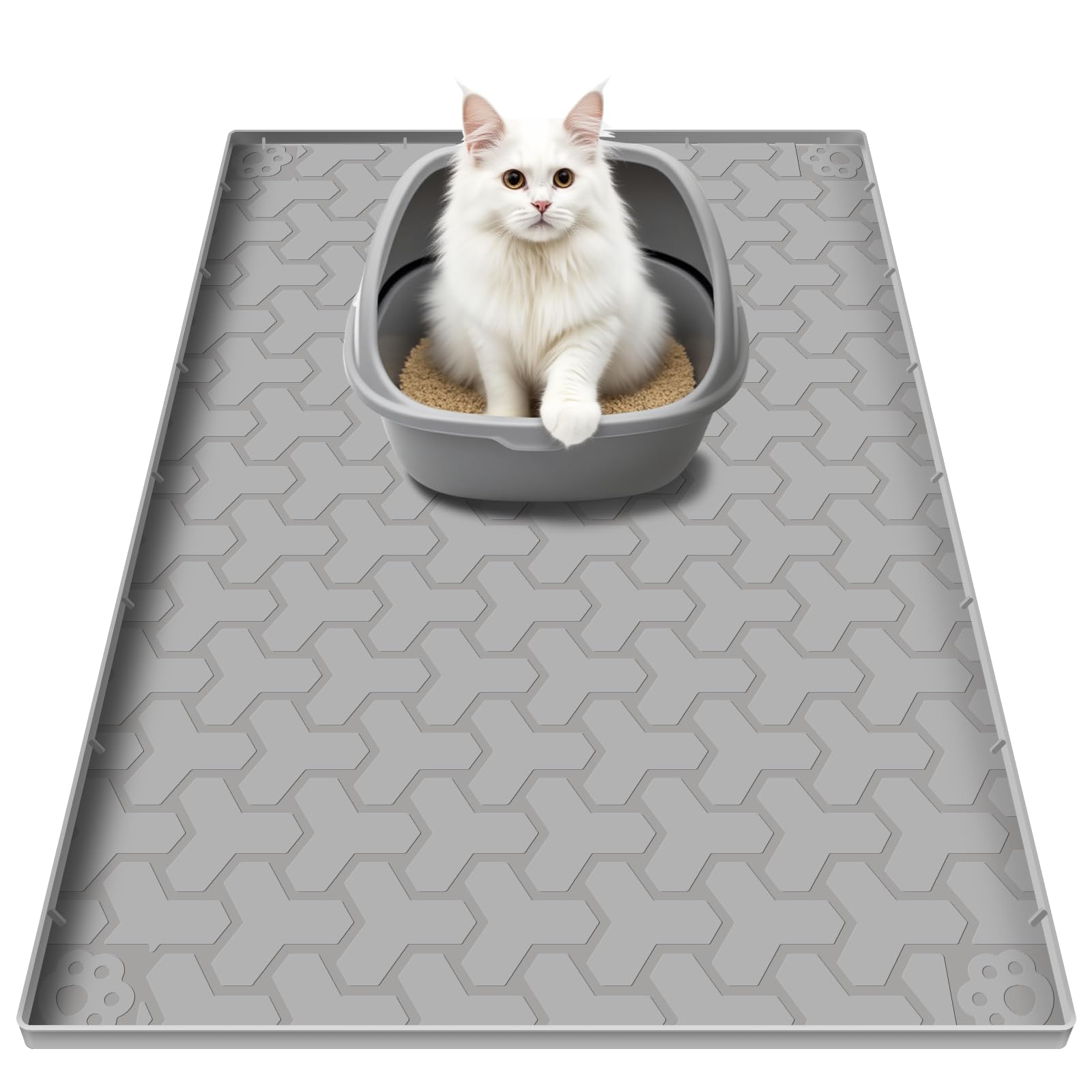 ANNIL silicone cat litter mat foldable 34x22 provides storage-friendly design.