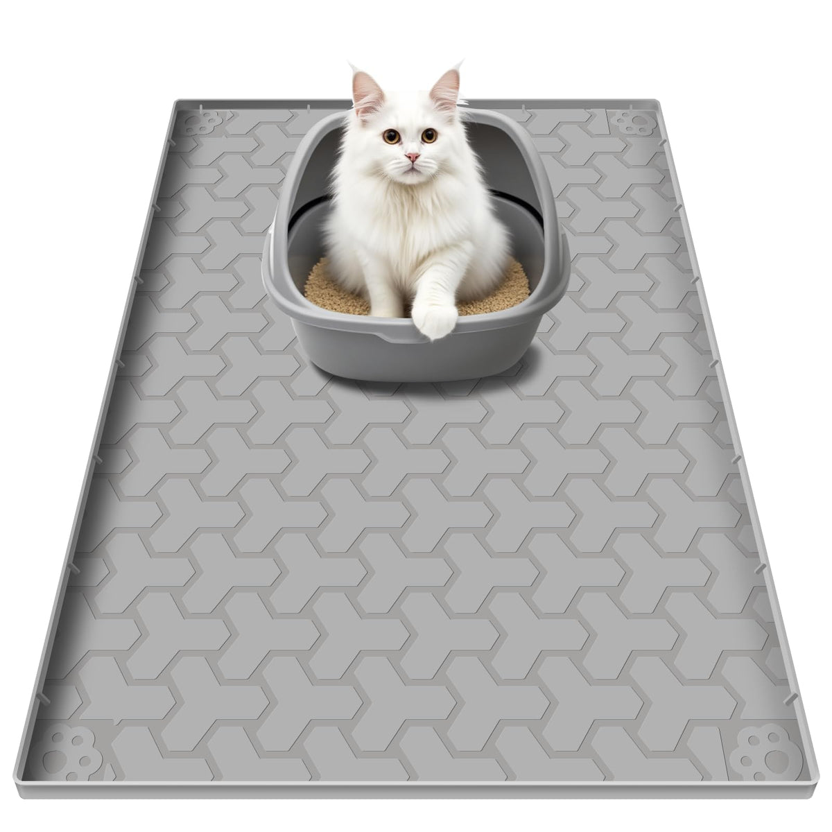 ANNIL silicone cat litter mat foldable 34x22 provides storage-friendly design.