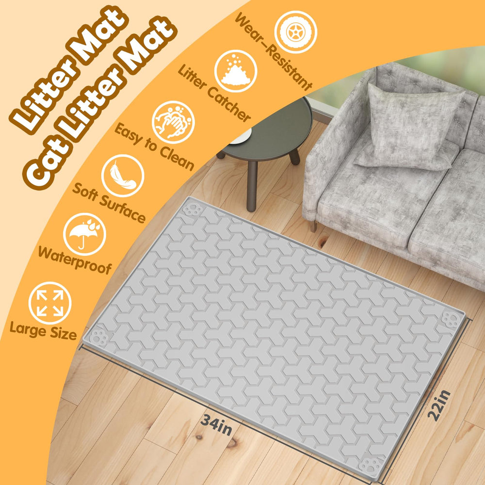 ANNIL silicone cat litter mat paw-scrape reduces litter on paws after exits.