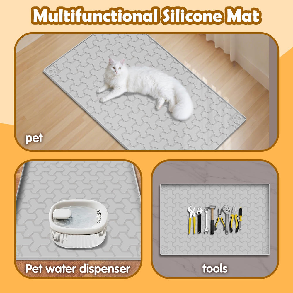 ANNIL silicone cat litter mat waterproof-leakproof guards floors from moisture.