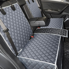 ANOSOSPECIAL grey dog car seat cover on back seat protects against fur and dirt.
