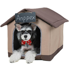 ANPPEX Cozy Dog House Indoor front view with plush interior for a cozy retreat.