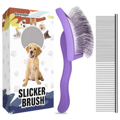 Anrundar dog slicker brush angled-pins for gentle detangling