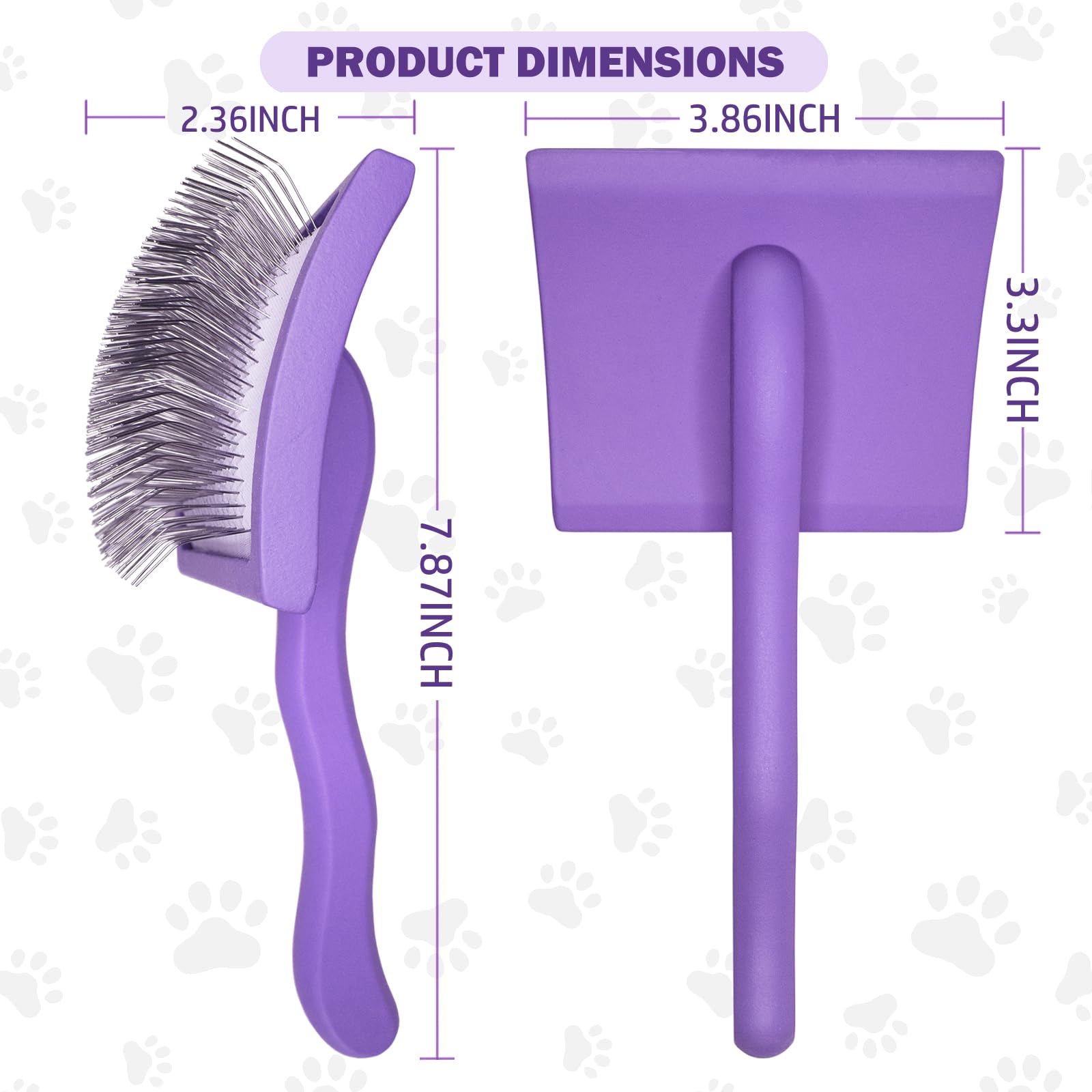 Anrundar dog slicker brush wooden-handled ergonomic grip