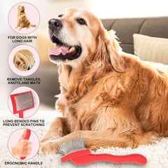 Anrundar Slicker Brush angled pins 45 degrees reduce pulling during grooming sessions.