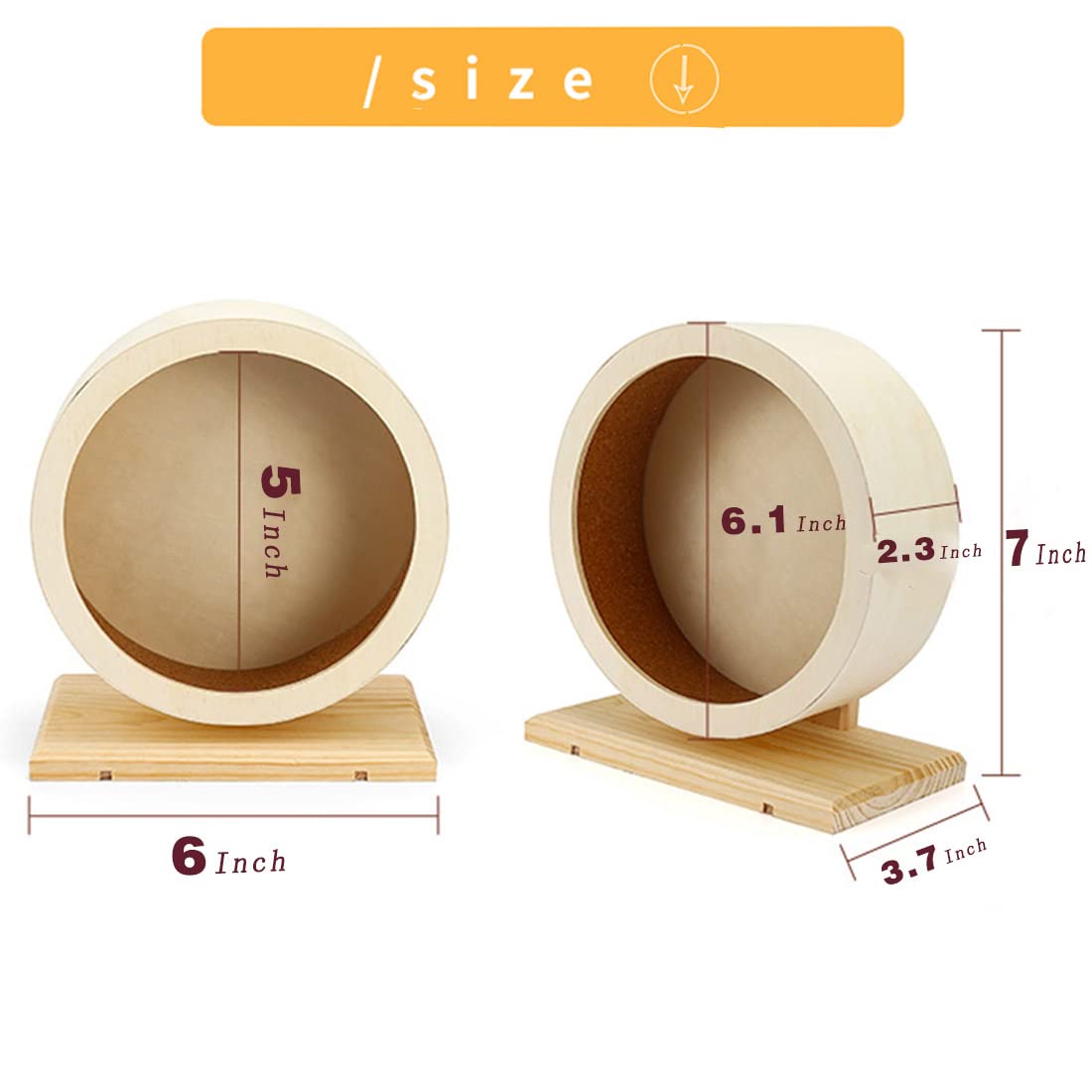 antiai hamster wooden silent wheel base close-up shows sturdy, non-tip construction