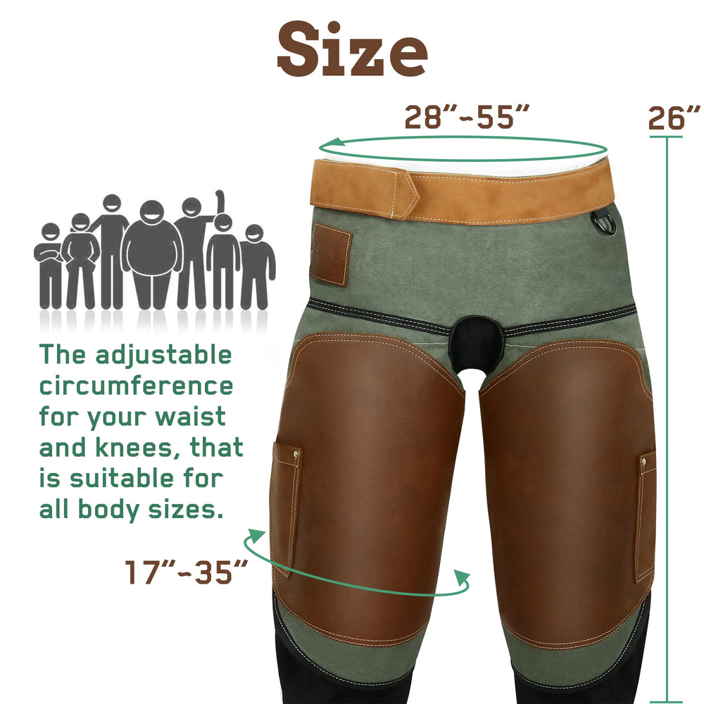 Antidious knee straps reduce movement fatigue during extended trimming sessions.