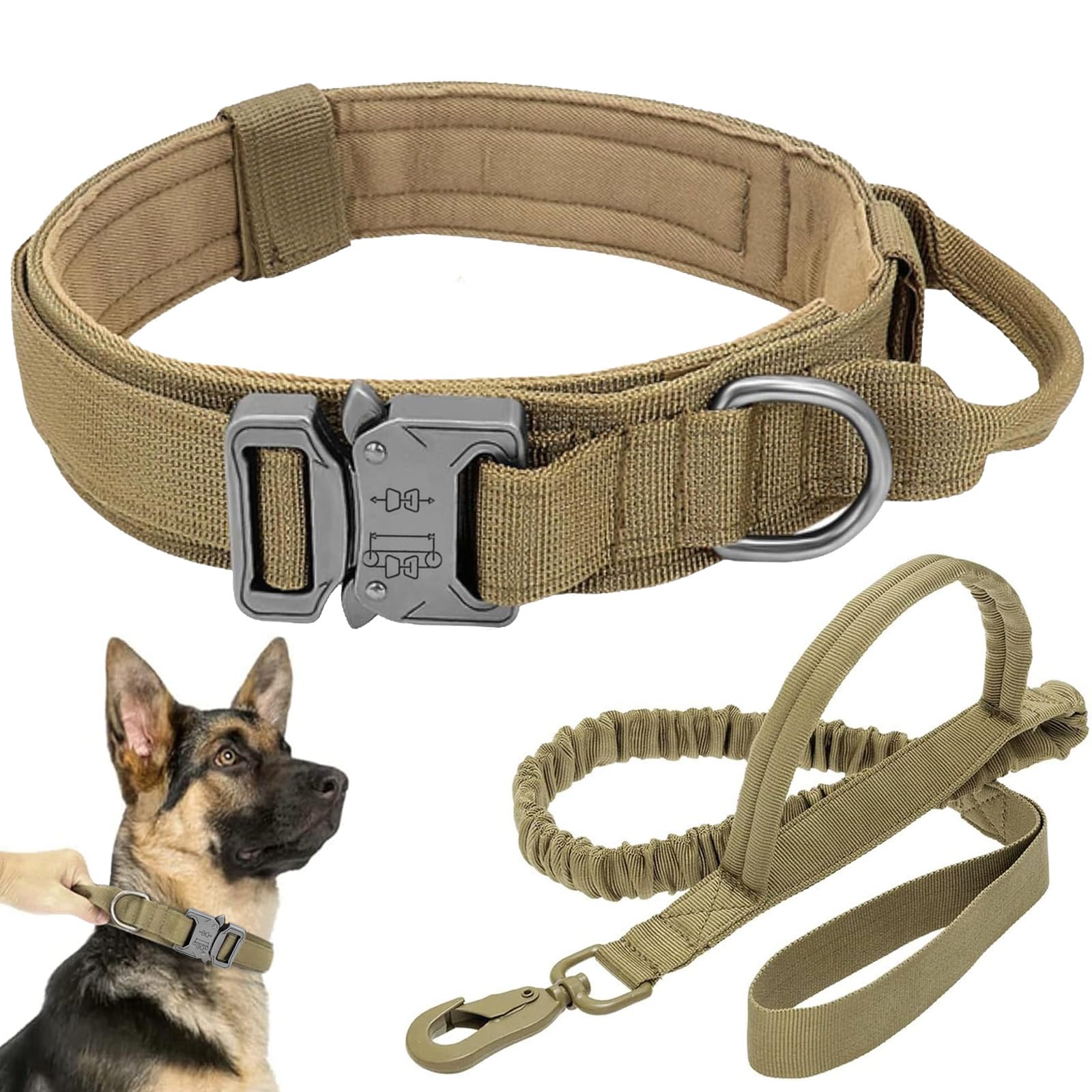 Antswish Tactical Collar brown XL closeup shows durable nylon and padded comfort