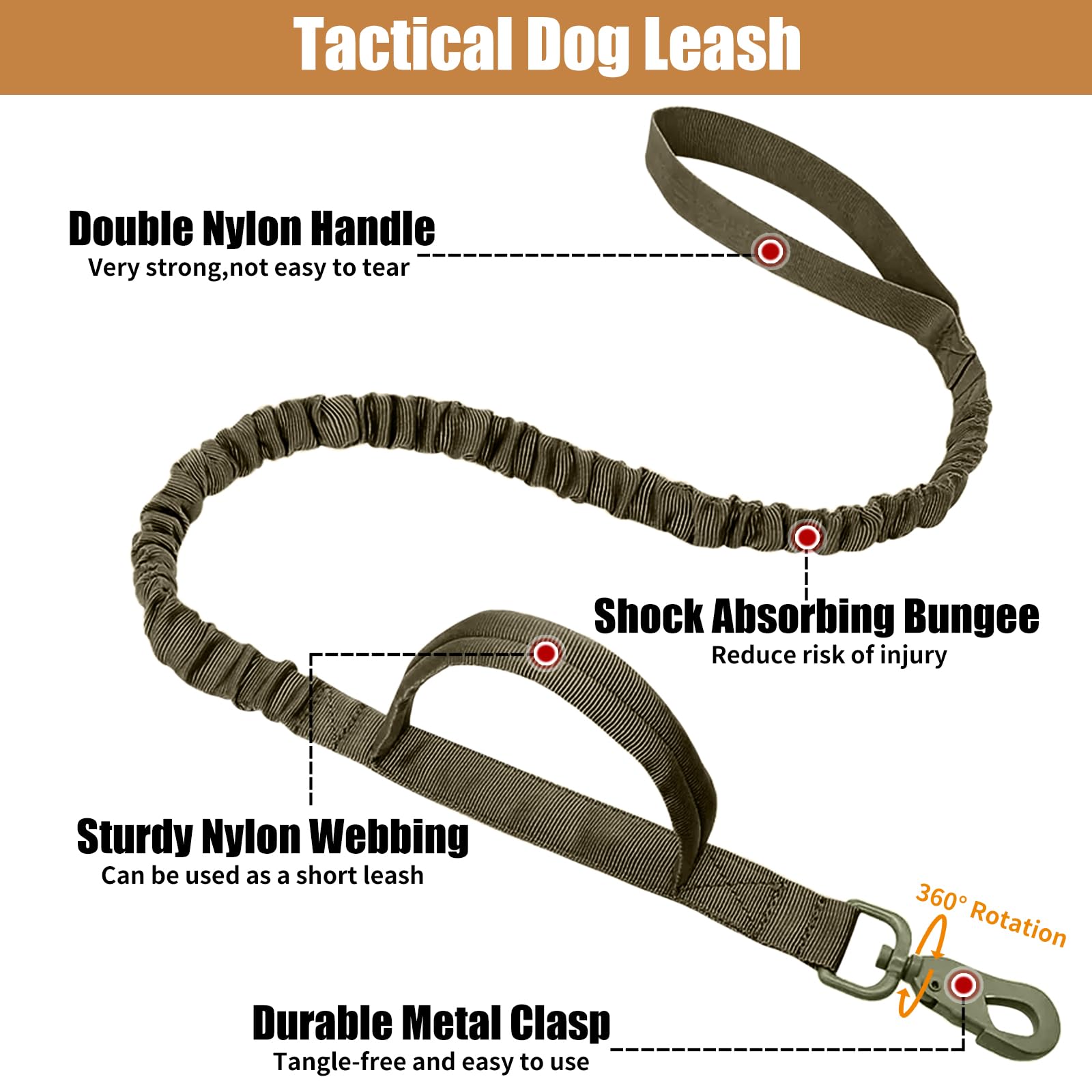 Antswish tactical dog collar green XL adjustable nylon for growing dogs.