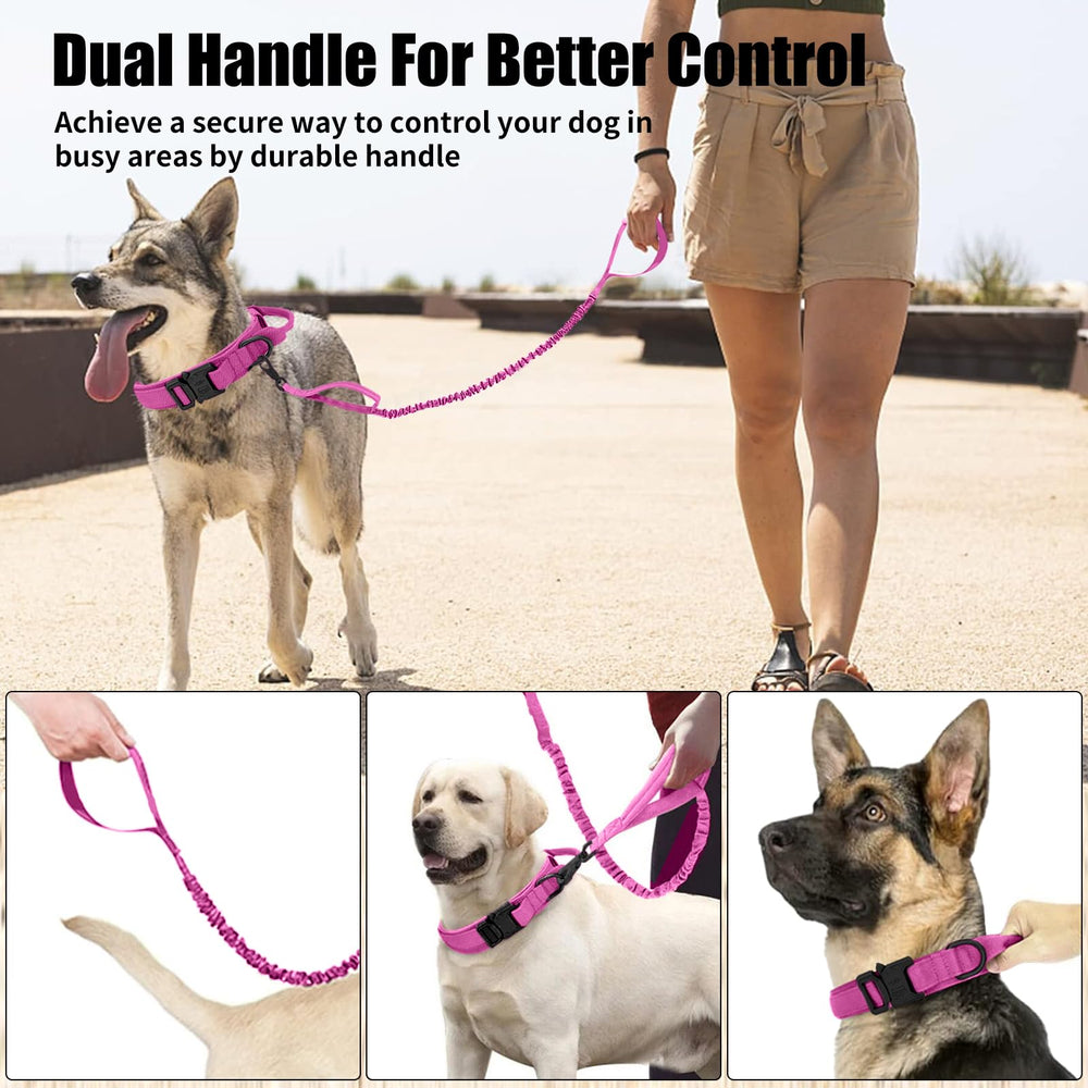 Antswish Tactical dog collar pink control handle image shows quick guidance during training sessions.