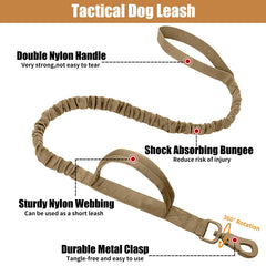 Antswish Tactical Leash brown XL dual-handles for quick control in crowded areas