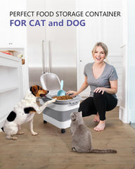 ANVS pet food container on casters moves easily around the kitchen