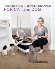 ANVS pet storage with wheels makes moving heavy food easy.