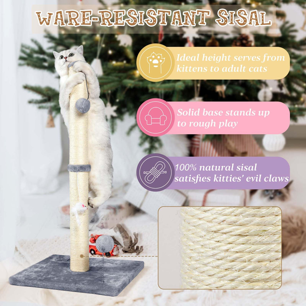 ANWA 32-inch tall cat scratching post in-room shows space-saving vertical design.