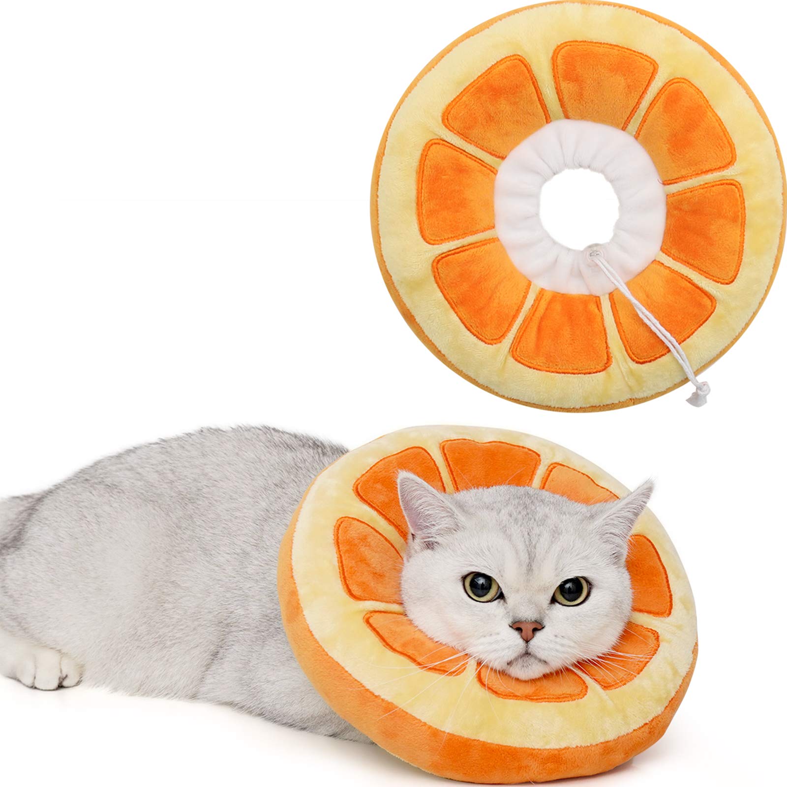 ANWA adjustable cat cone collar in soft material for comfort.