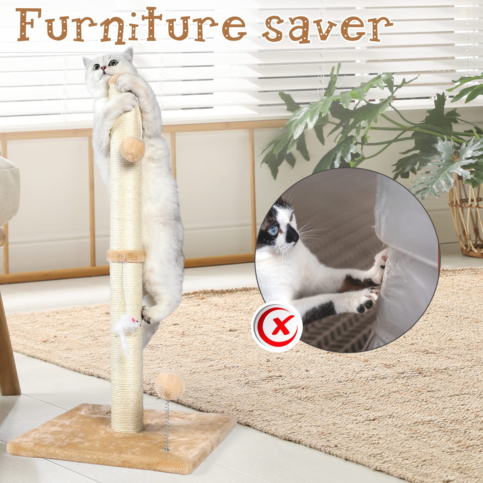 ANWA assembly-ready cat scratching post with allen key for quick setup