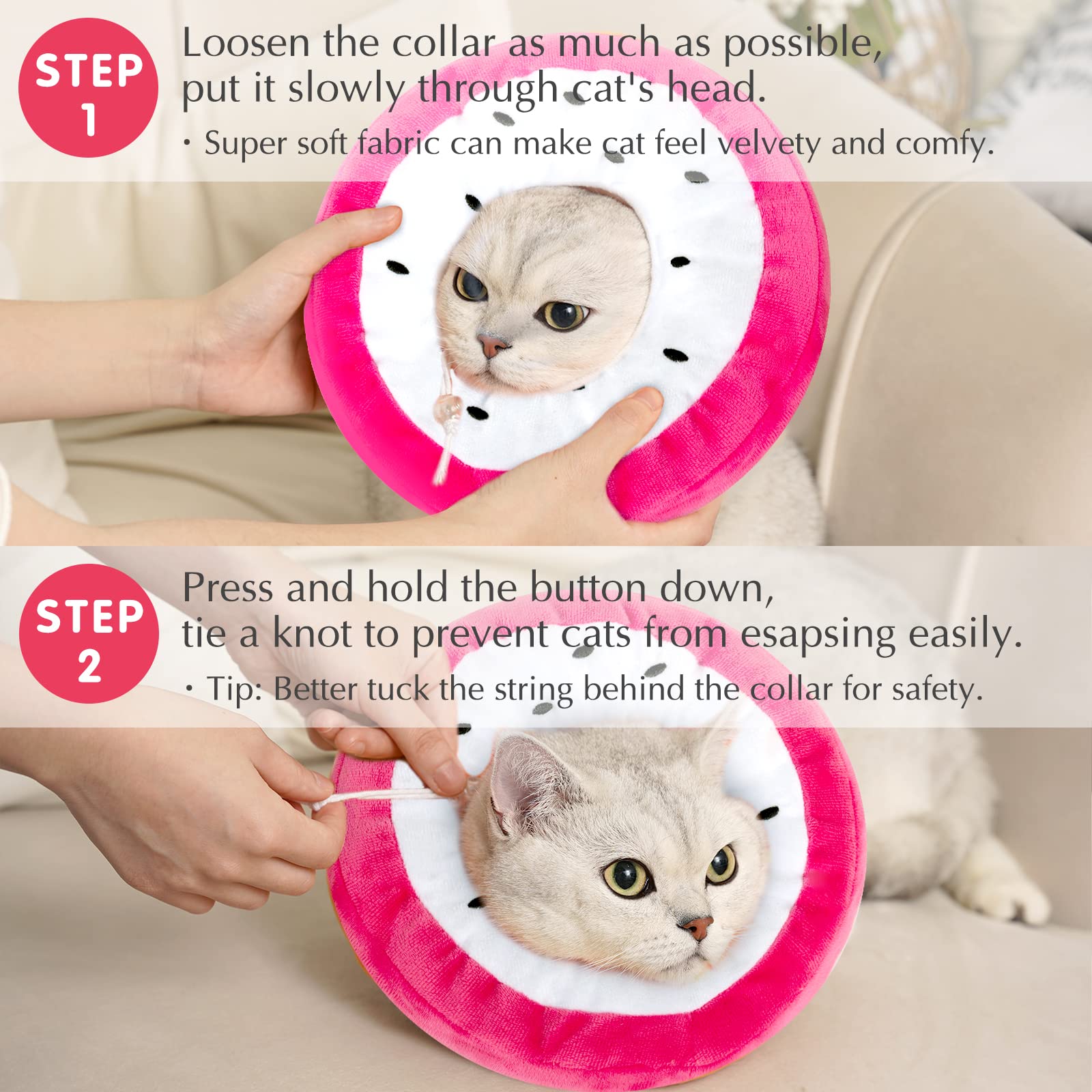 ANWA cat wearing cone resting promotes peaceful downtime like a soft pillow