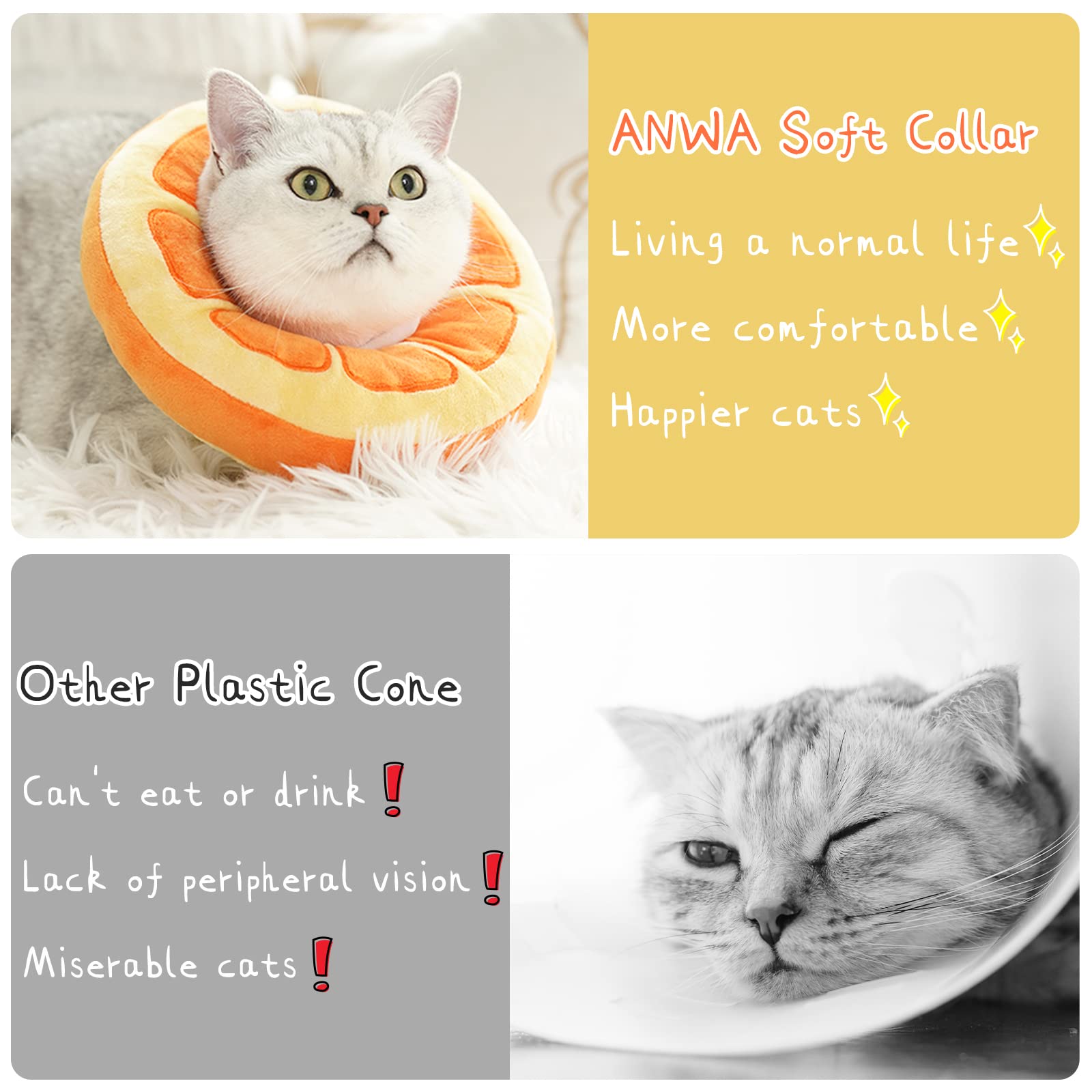 ANWA adjustable two-size option fits most cats.