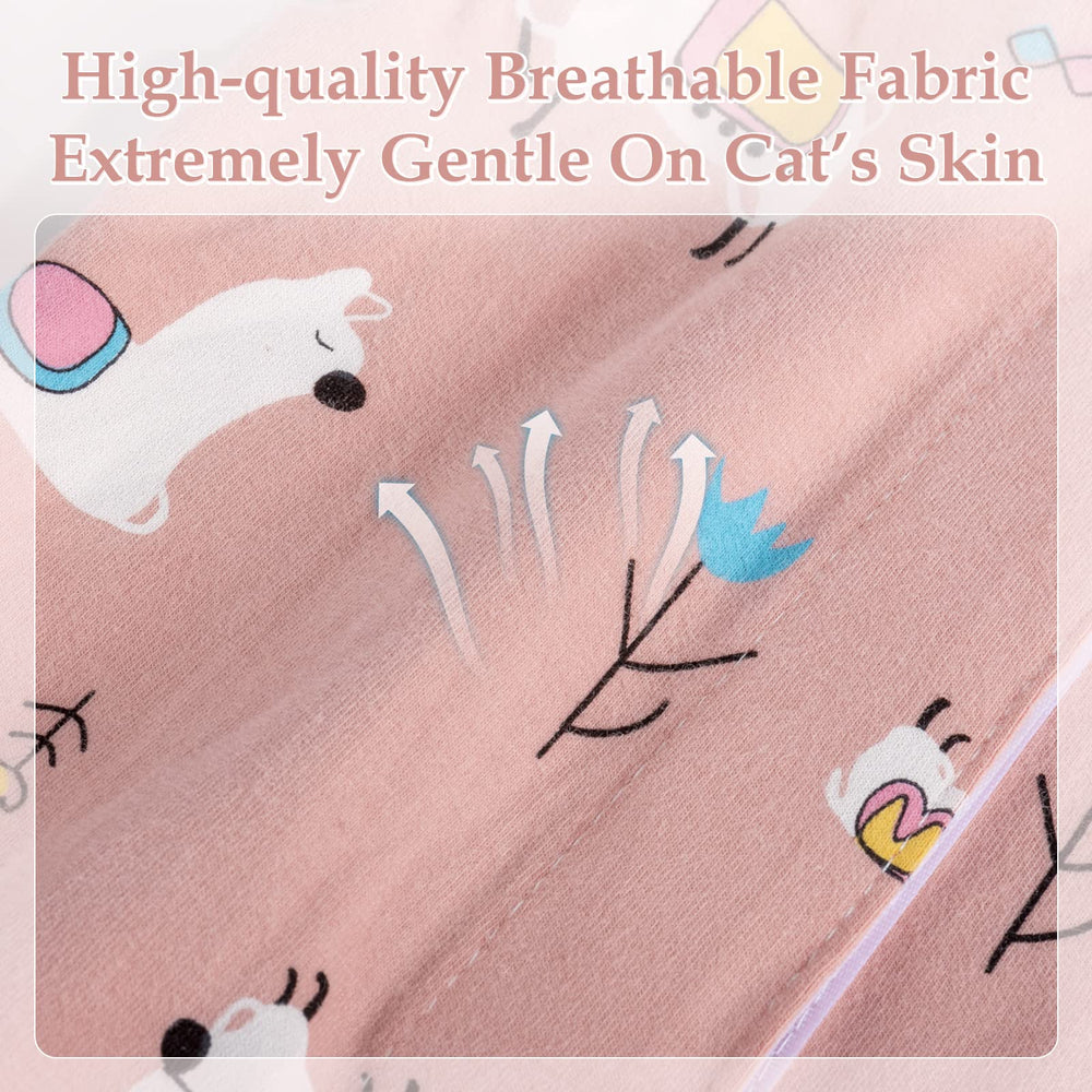ANWA cat recovery suit shown for post-surgery abdominal area protection