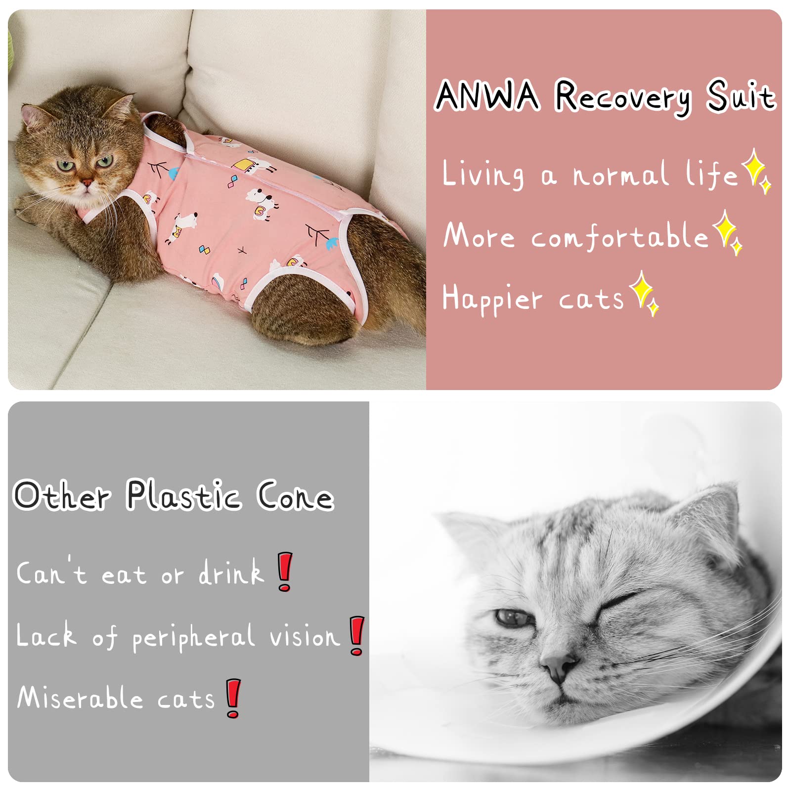 ANWA cat recovery suit is washable and reusable for eco-friendly care