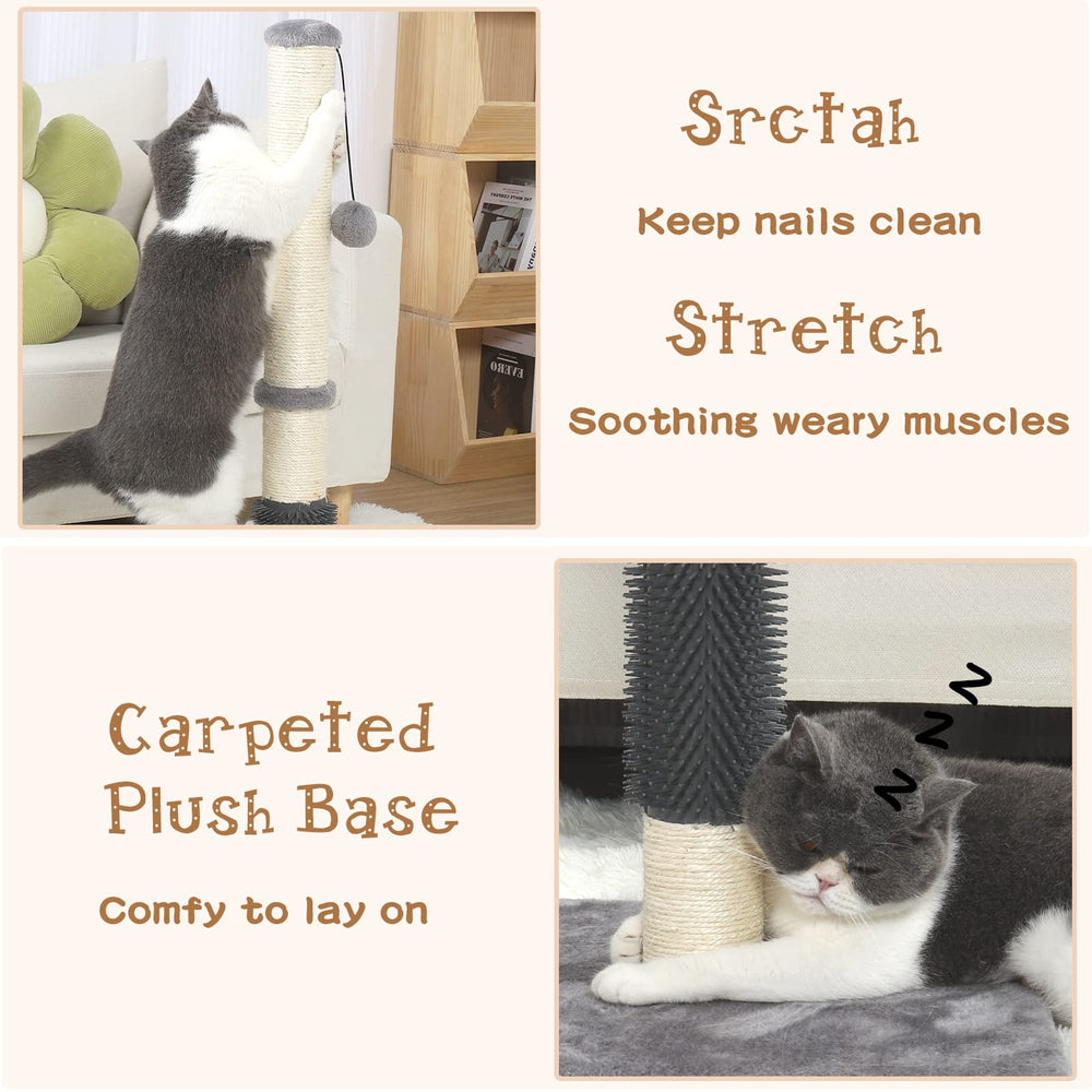 ANWA cat scratching post features a dangling plush ball for playful swatting