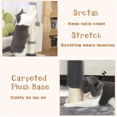 ANWA cat scratching post features a dangling plush ball for playful swatting