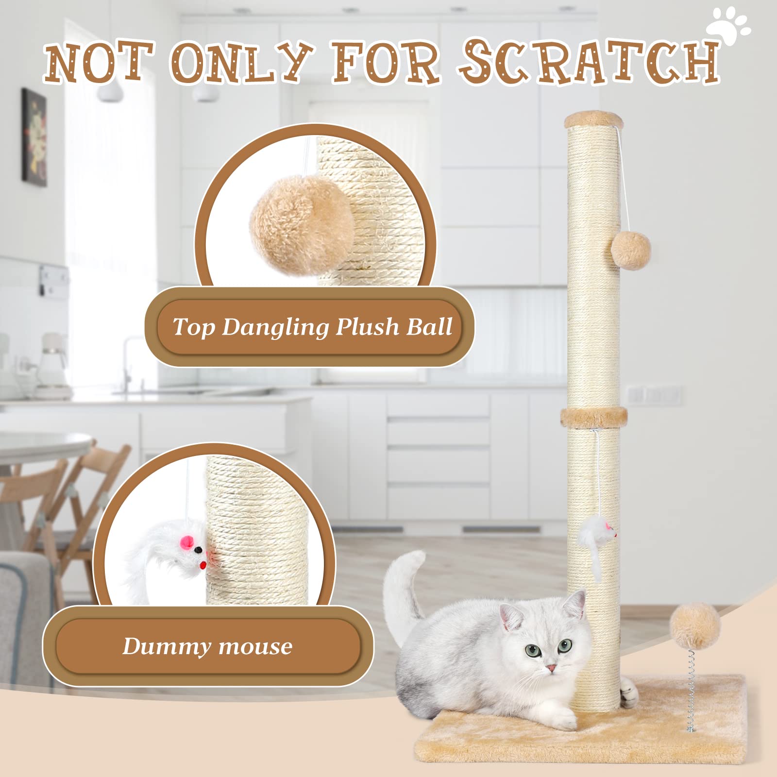 ANWA beige sisal post 32in provides natural scratching and stretching