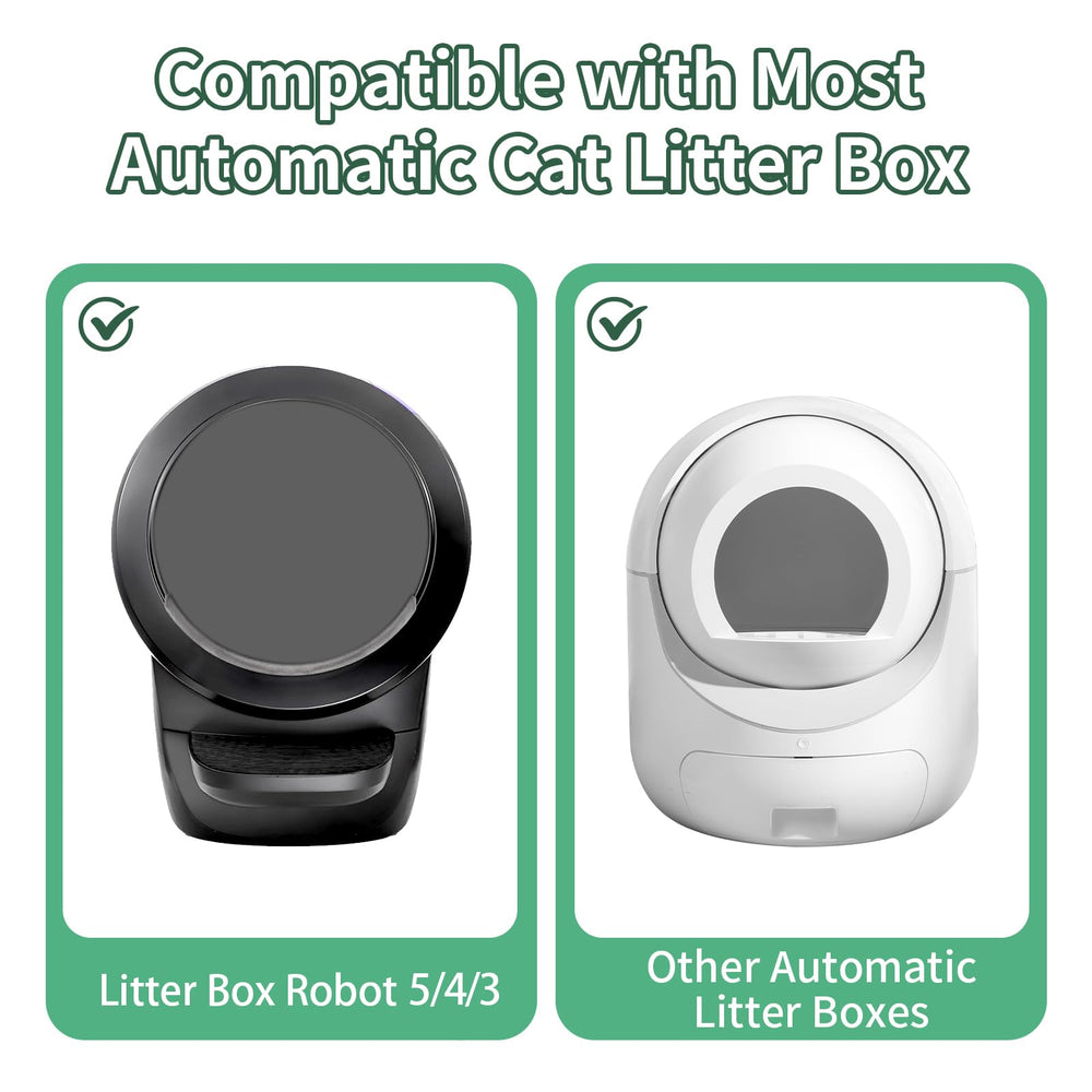 ANWA liners beside a ruler show 25.2 by 15.4 inch fit for automatic litter boxes.