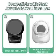 ANWA liners beside a ruler show 25.2 by 15.4 inch fit for automatic litter boxes.