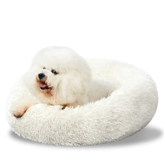 ANWA Washable Dog Round Bed 24in Donut with raised bolster for curling comfort.