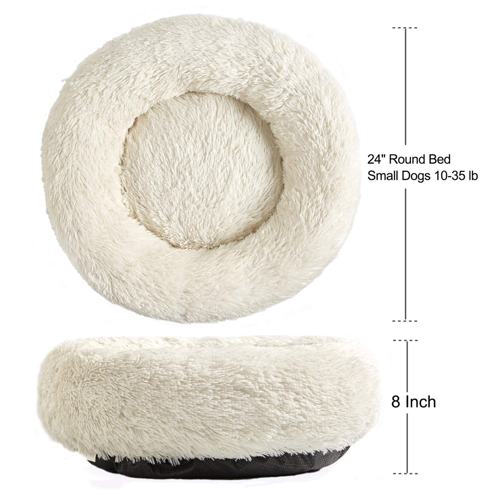 ANWA Washable Dog Round Bed plush interior for cozy naps.
