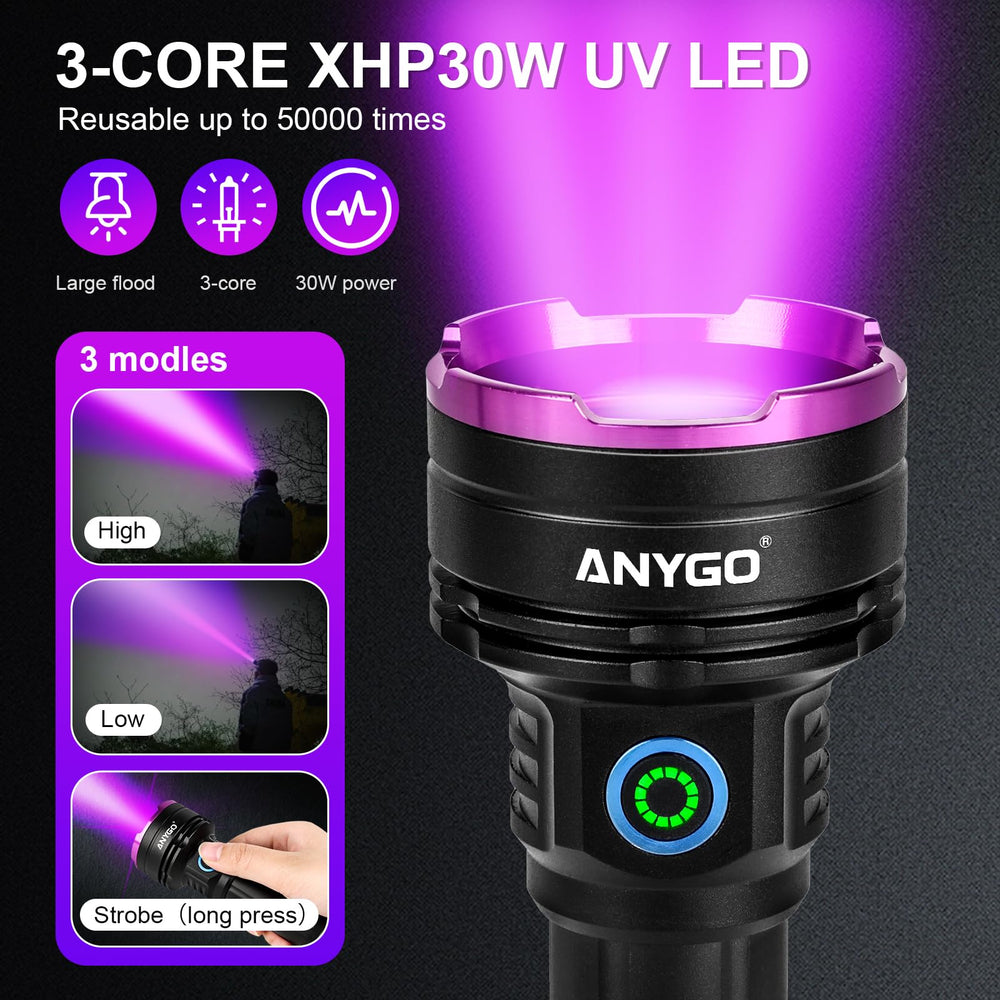 ANYGO UV flashlight IP65 rating ensures reliable performance in tough conditions