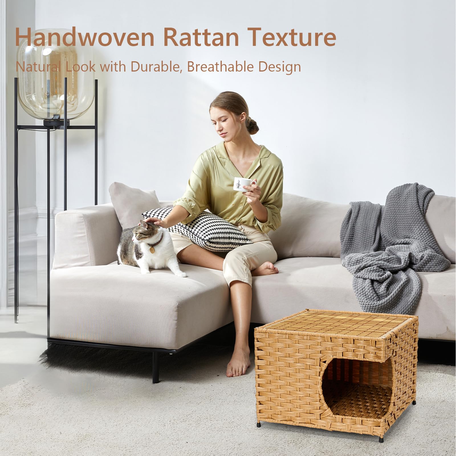 Anysiny cat house free jute rope toy ball adds playtime beside the home.