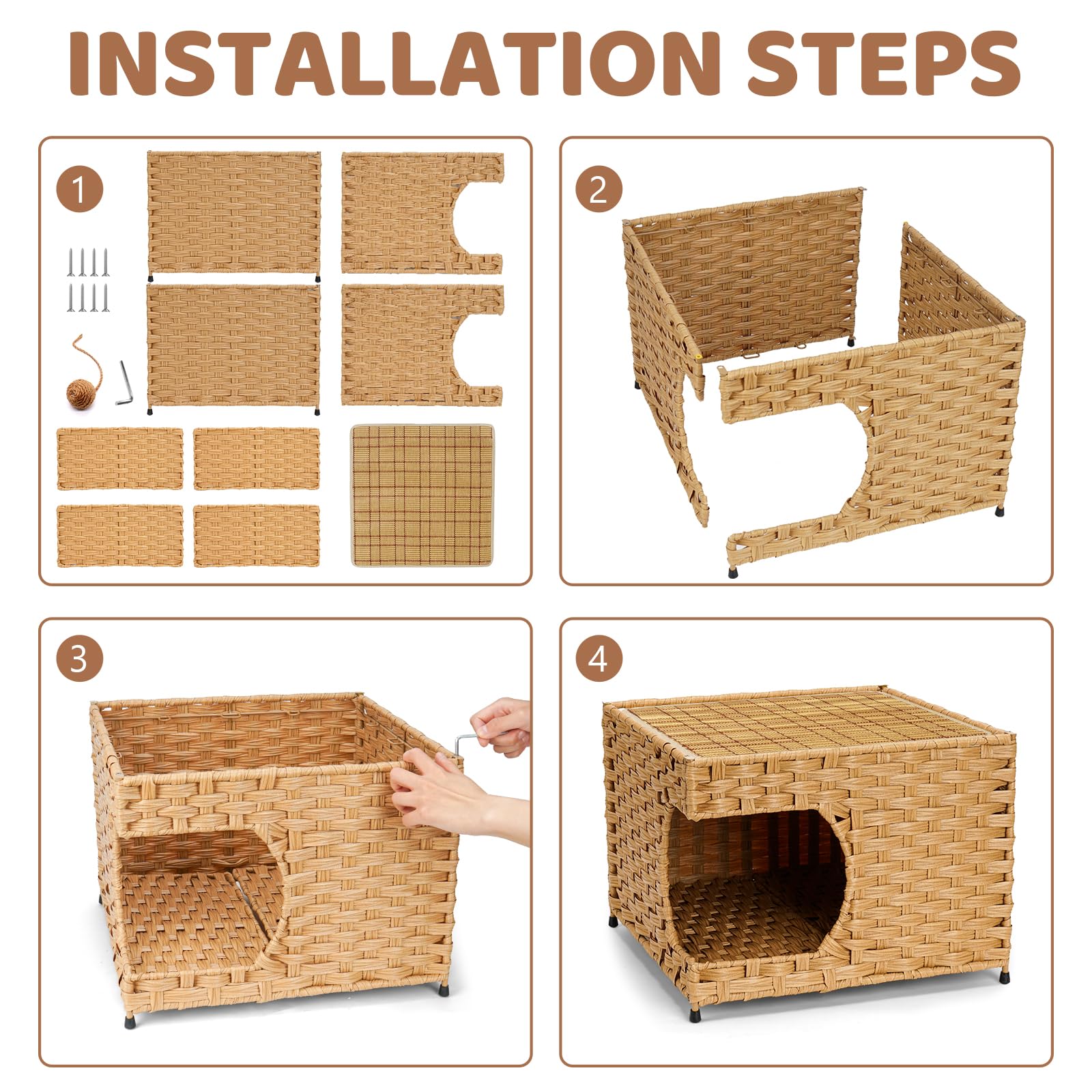 Anysiny cat house spacious 15.7x15.7x11.5 inches provides private nap space.