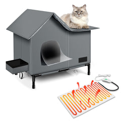 Anysiny heated cat house exterior gray provides weatherproof outdoor shelter.