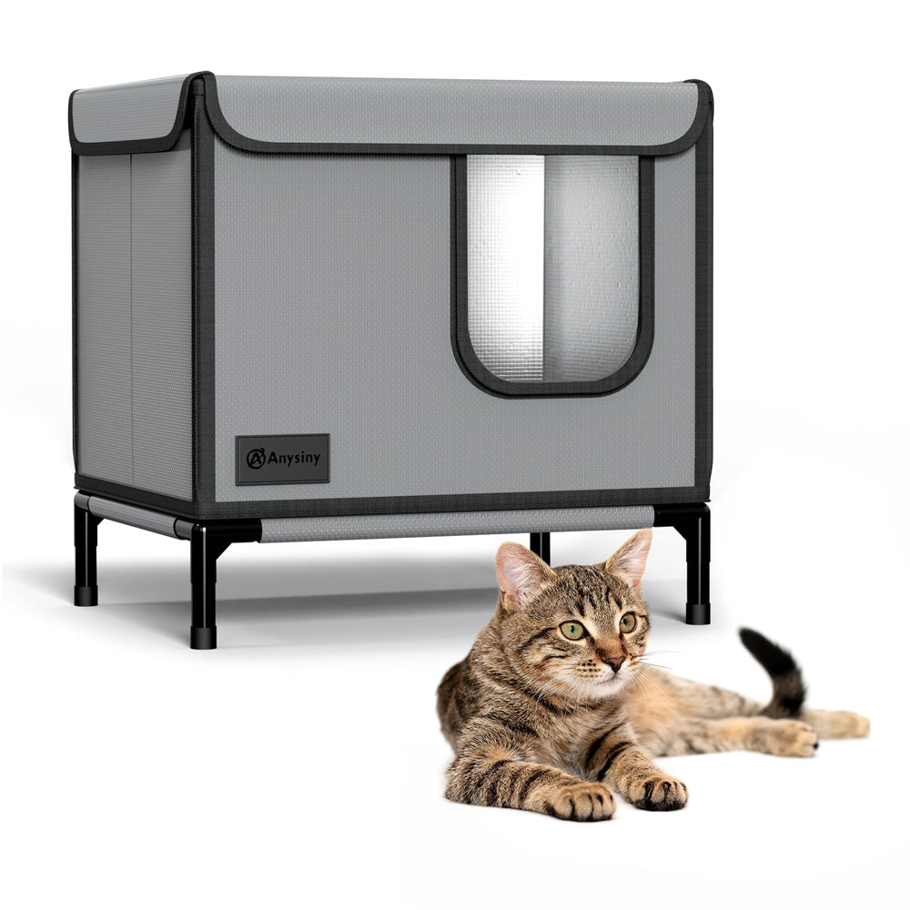 Anysiny outdoor cat house with folded design offers easy storage and portability.