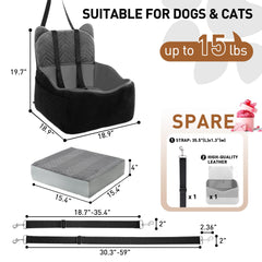 Anywish dog car seat two safety belts secure dog to harness during trips