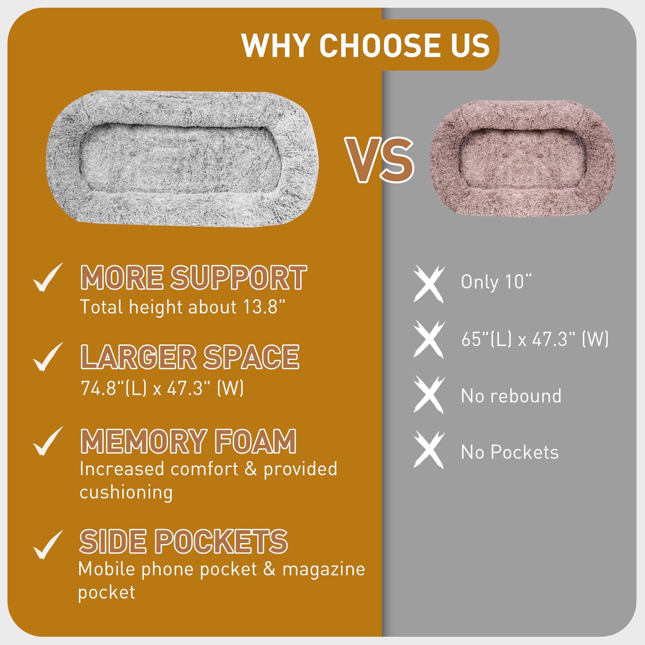 Anywish human dog bed close-contact design invites bonding and outdoor sunbathing with your pet.