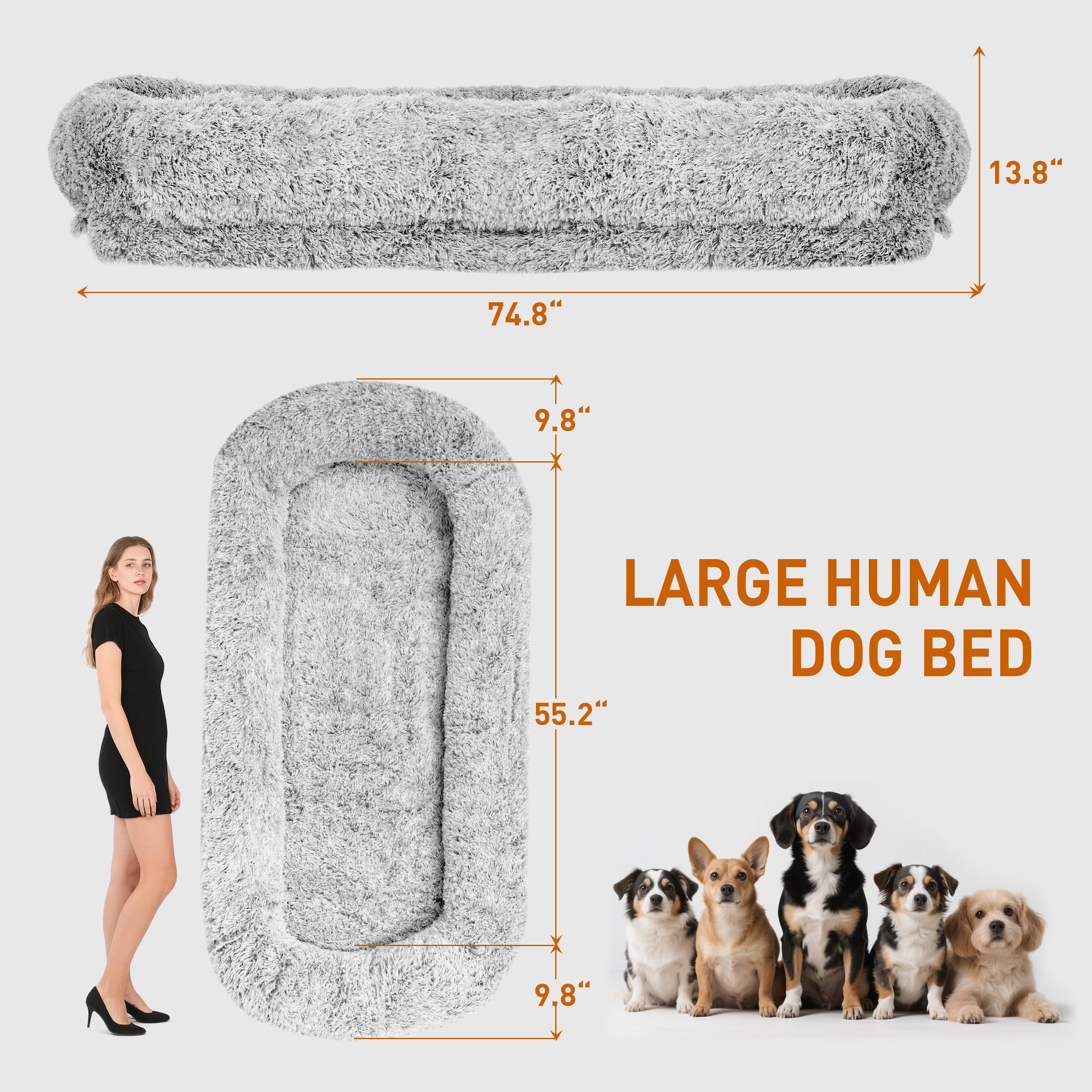 Anywish human dog bed memory foam wrap-around, provides secure feel and joint support.