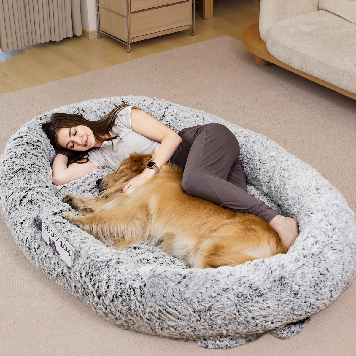 Anywish human dog bed oversized layout, plush surface supports restful sleep for you and your pet.