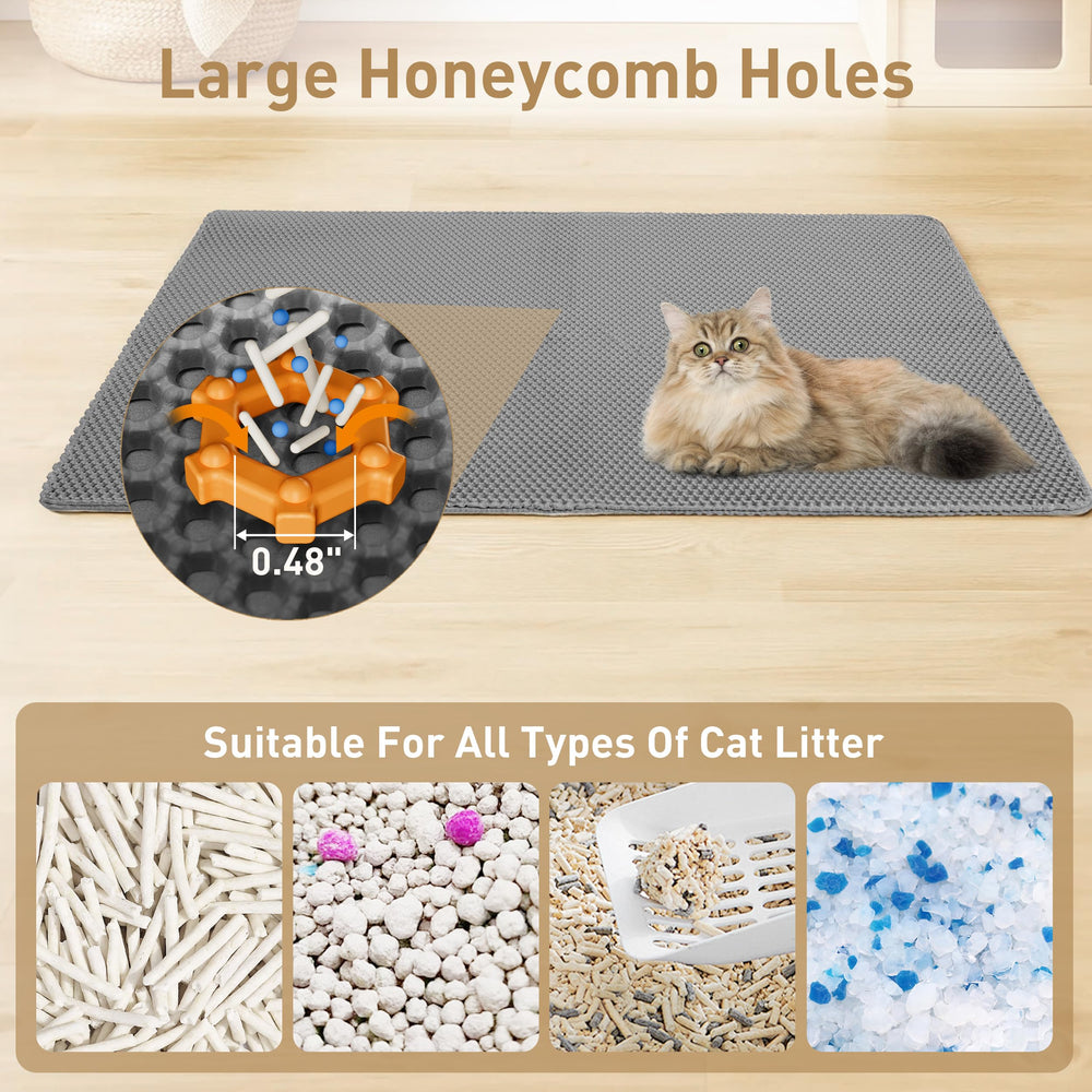 Anywish litter mat 47x27-5 size covers large litter boxes.
