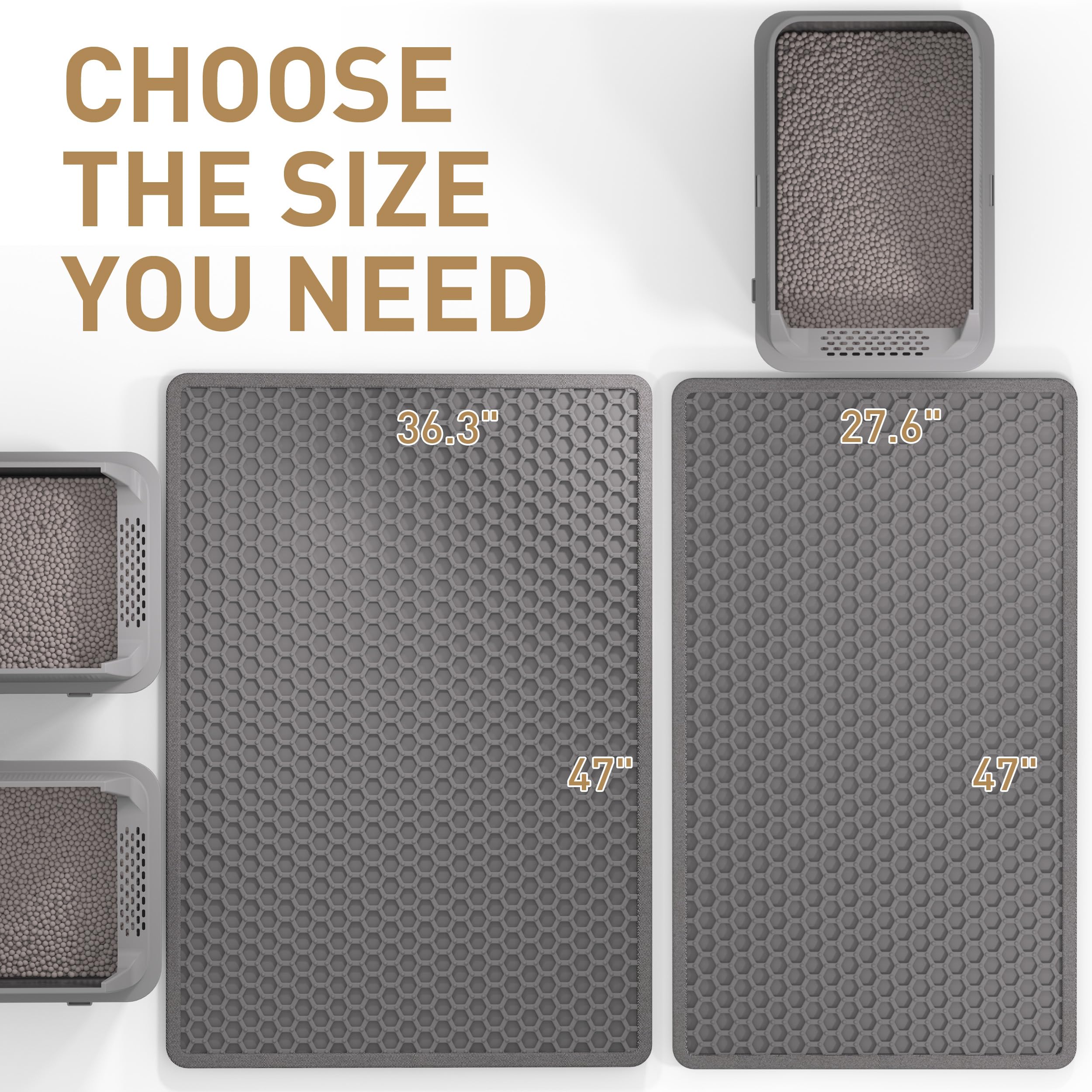 Anywish litter mat grey color complements any setup.