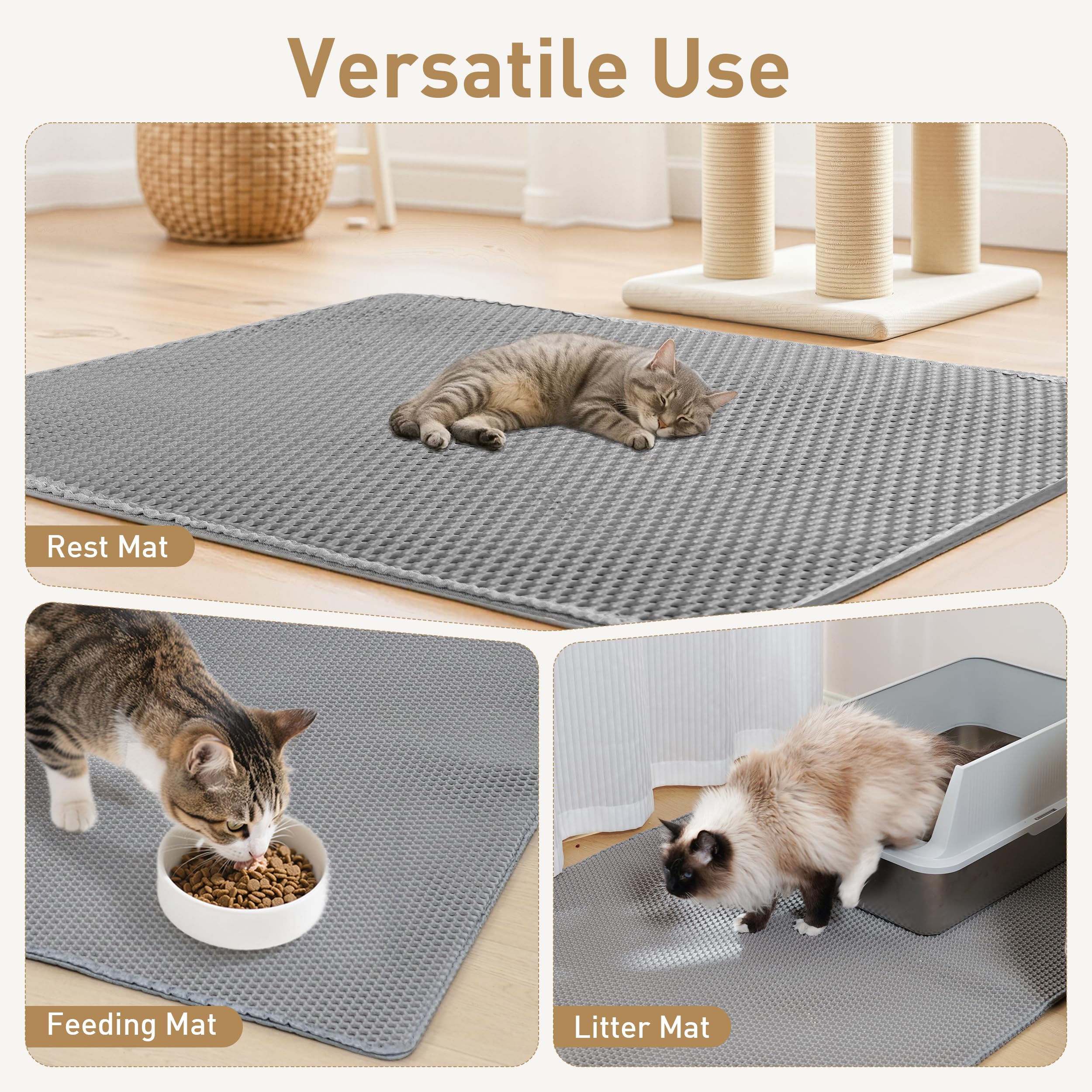 Anywish litter mat side-opening design recycles litter quickly.